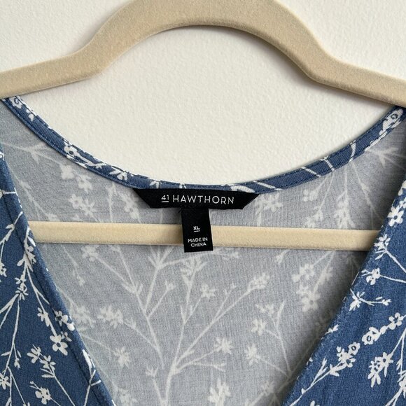 41 Hawthorn Dress Women's Large Blue Floral Adelina Maxi Coastal Cottage Prairie - Picture 3 of 6